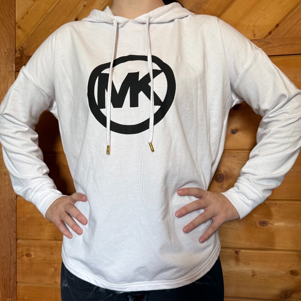 Michael Kors White Logo Hoodie – Size Small